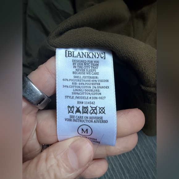 Blank NYC Faux Leather Drape Front Moto Jacket in Olive Green Size Small - Picture 4 of 5